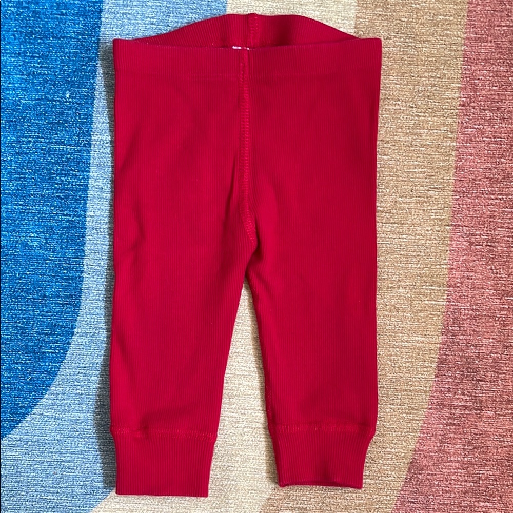 Hanna Andersson Red infant knit cotton ribbed Leggings
